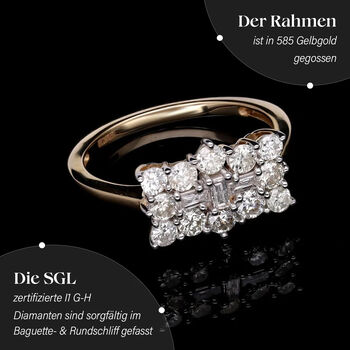 LUXORO klassischer SGL zertifizierter I1 GH Diamant-Boot-Ring in 585 Gelbgold - 1 ct.