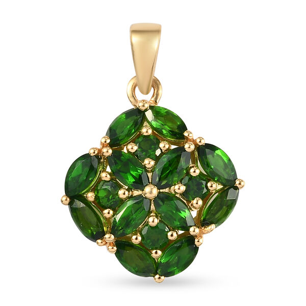 Nat&uuml;rlicher Chromdiopsid Anh&auml;nger 925 Silber vergoldet ca. 2,49 ct