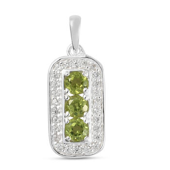 Nat&uuml;rlicher Peridot und Zirkon-Anh&auml;nger, 925 Silber ca. 1,43 ct