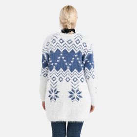 Cardigan mit abstraktem Blumenmuster und Taschen, One Size, Länge 78 cm, Blau