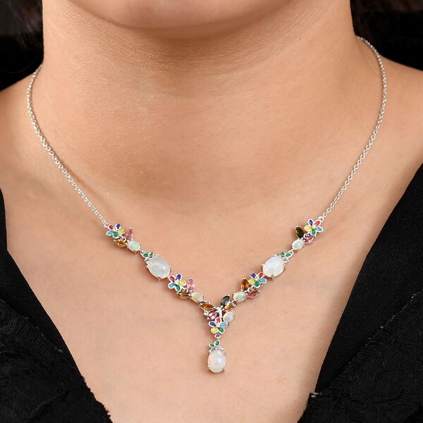 D'Joy AA Natürliche, äthiopische Welo Opal, Multi-Turmalin und Zirkon Halskette, 45 cm - 4.31 ct. image number 3