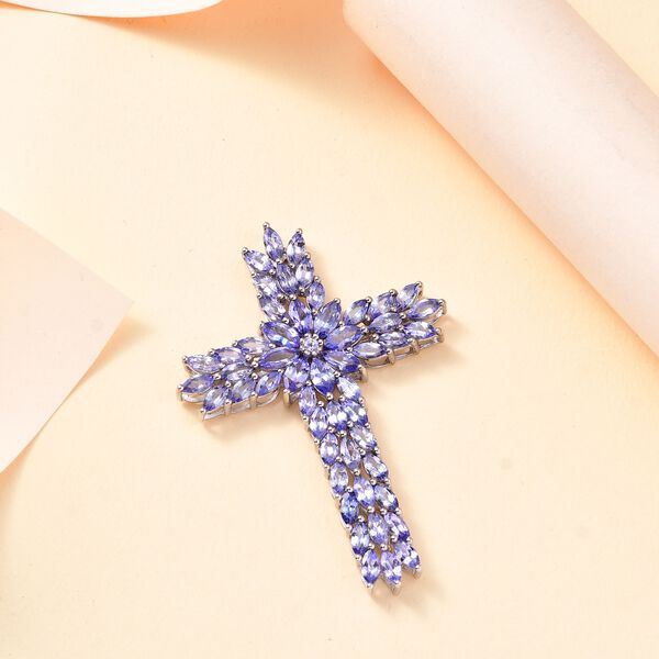 Tansanit Anhänger 925 Silber platiniert ca. 8.16 ct image number 3