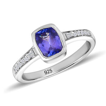 Tansanit und Zirkon Ring - 1 ct.