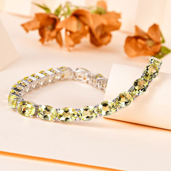 AAA Ouro Verde-Quarz Armband ca. 19 cm 925 Silber rhodiniert ca. 26,29 ct. image number 2