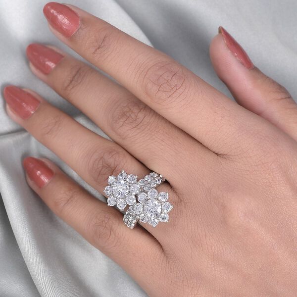 LUSTRO STELLA Hergestellt mit ZIRKONIA Ring 925 Silber Platin-&Uuml;berzug (Gr&ouml;&szlig;e 17.00) ca. 10,03 ct image number 3