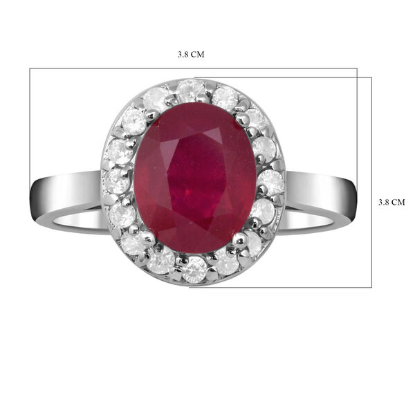 Afrikanischer Rubin und weißer Zirkon-Ring, 925 Silber platiniert  ca. 4,34 ct image number 5