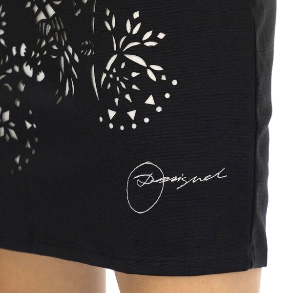 DESIGUAL, Designer-Kleid mit kurzen &Auml;rmeln und floralem Laserschnitt, Schwarz, Gr&ouml;&szlig;e 40 image number 4