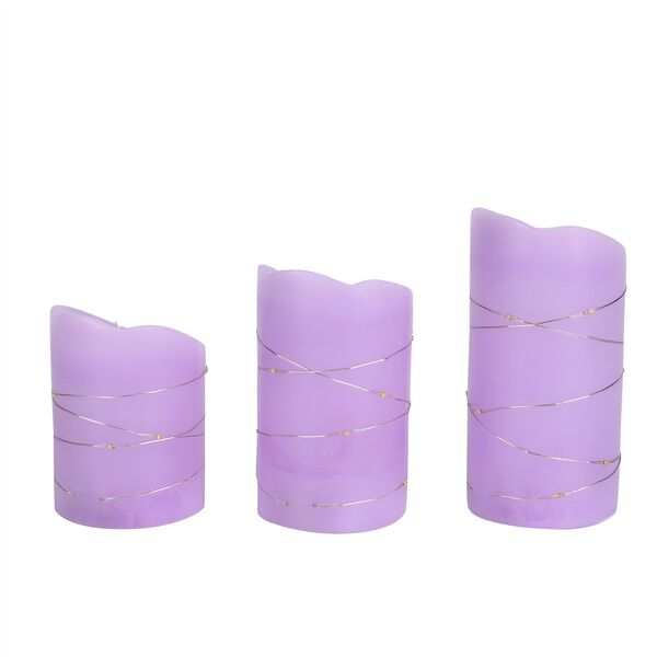 3er Set LED-Kerzen, lila image number 5
