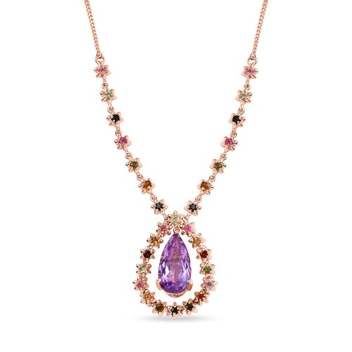 Rose De France Amethyst, mehrfarbige-Turmalin Halskette, ca. 45 cm, 925 Silber rosévergoldet, ca. 10.77 ct image number 0