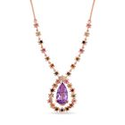 Rose De France Amethyst, mehrfarbige-Turmalin Halskette, ca. 45 cm, 925 Silber rosévergoldet, ca. 10.77 ct