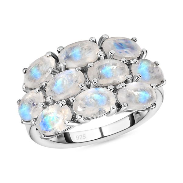 Premium Regenbogen Mondstein-Ring, 925 Silber platiniert  ca. 4,26 ct image number 4