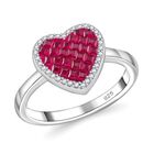 JCK Vegas Designer Schmuck Rubin-Farbener Zirkonia, Weißer Zirkonia Ring 925 Silber rhodiniert (Größe 16.00)