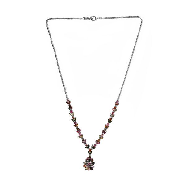 Nat&uuml;rliche mehrfarbige Turmalin Halskette ca. 45 cm 925 Silber platiniert ca. 7.17 ct image number 4