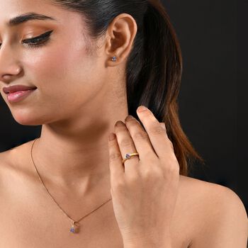 D'Joy Tansanit und Moissanit Schmuck, 925 Silber vergoldet - 1,15 ct.