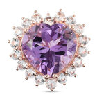 Rose De France Amethyst und Weißer Topas-Ring, 925 Silber rosévergoldet (Größe 16.00) ca. 15,00 ct