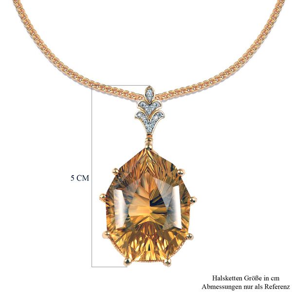 Citrin und wei&szlig;er Zirkon Anh&auml;nger mit Kette, 925 Silber vergoldet ca. 50,23 ct image number 6