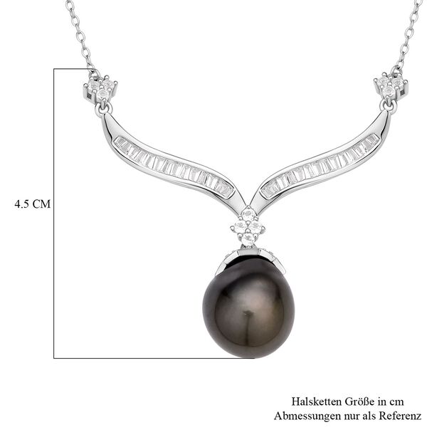 Tahiti Perlen und weiße Topas-Halskette in Silber image number 4