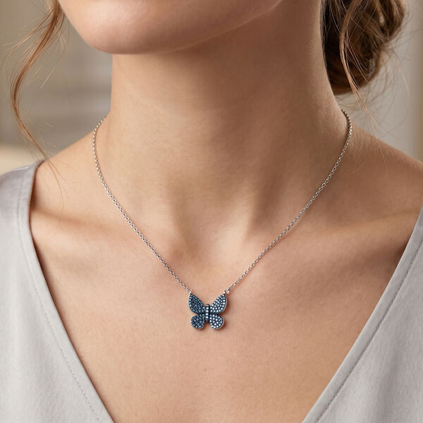 D'Joy blauer Diamant Anh&auml;nger mit 45+5cm Kette - 0,53 ct. image number 3