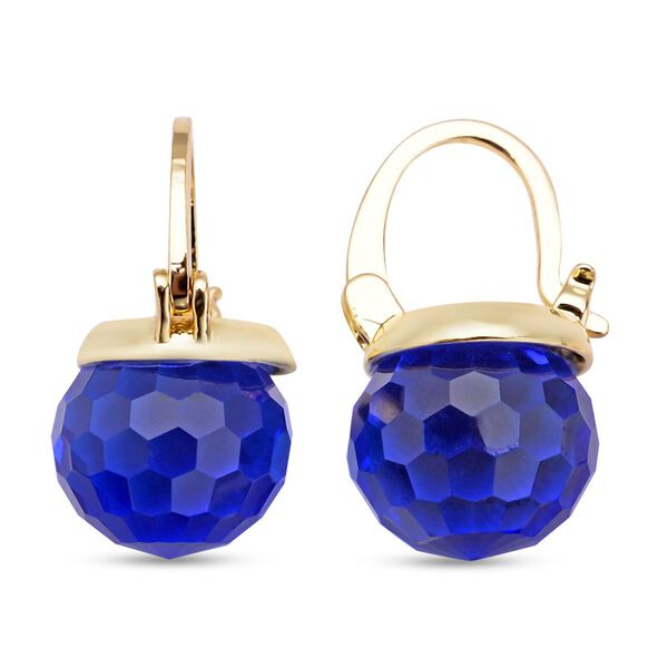 Blaue Kristall-Ohrringe, reines Messing image number 4