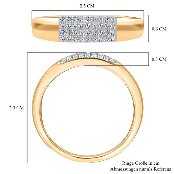 LUXURIANT VS-EF Labor Diamant Ring, 925 Silber 750 Gelbgold Vermeil - 0,20 ct. image number 6