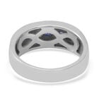 Blauer Saphir und Natürliches weißer Zirkon Ring 925 Silber Platin-Überzug image number 4