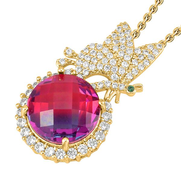 Turmalin Farbkristall und wei&szlig;er Zirkonia-Anh&auml;nger mit Kette, 55 cm image number 3