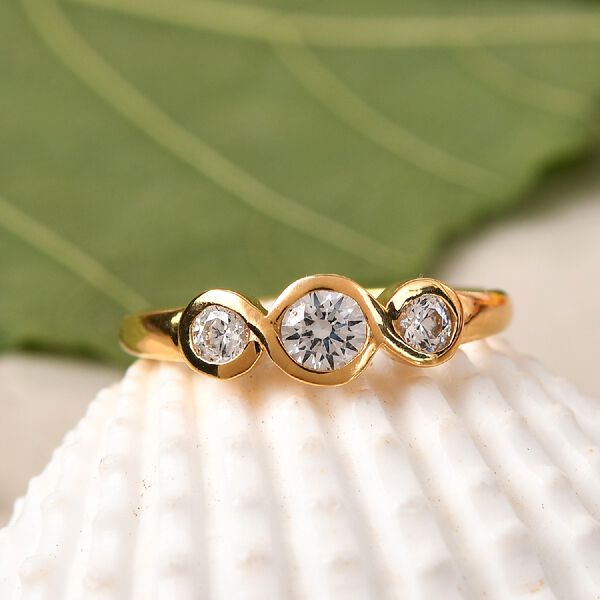 LUSTRO STELLA Hergestellt mit ZIRKONIA Ring 585 Vergoldet (Gr&ouml;&szlig;e 16.00) ca. 0,85 ct image number 2