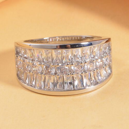 Weißer Zirkonia Ring, (Größe 17.00), silberfarben, ca. 4.00 ct image number 1