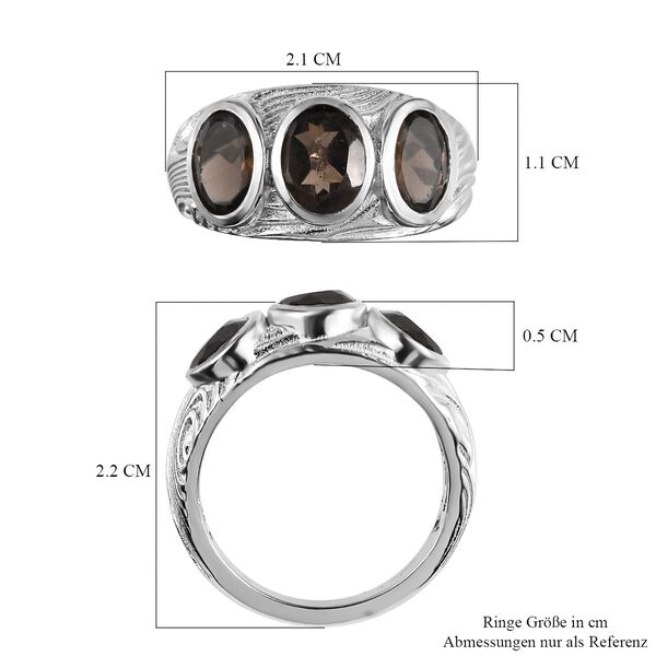 Rauchquarz Ring, Messing platiniert, ca. 2,14 ct image number 7