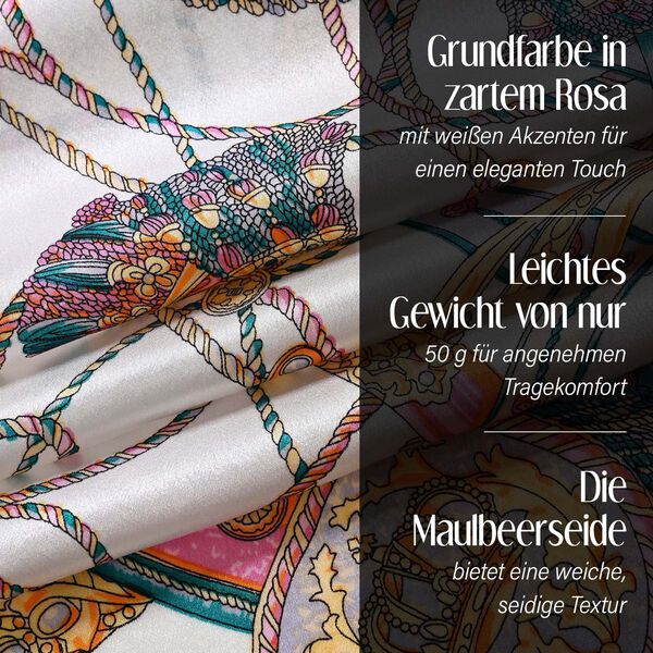 LA MAREY – Satinschal aus Maulbeerseide, Rosa mit weiß image number 3