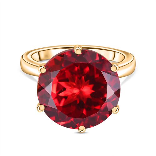 D’joy Synthetischer Padparadscha-Saphir Ring 925 Silber 750 Gelbgold Vermeil (Größe 18.00) ca. 13,12 ct image number 0