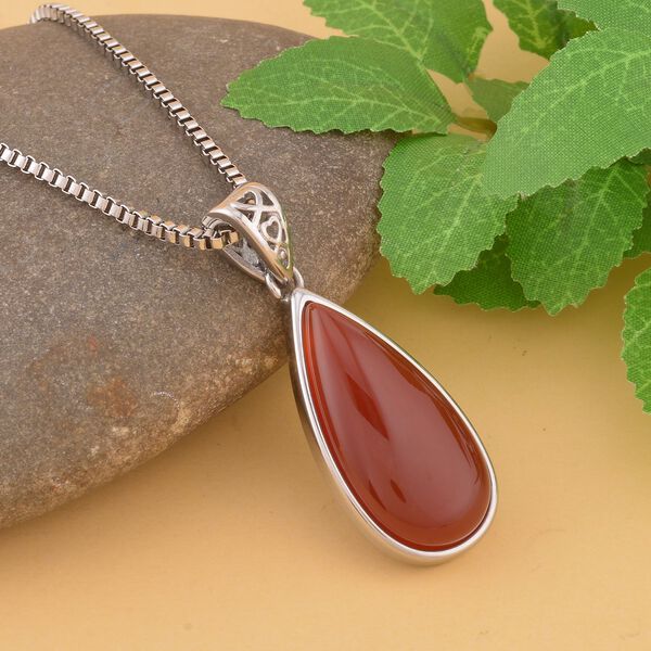 Karneol Anh&auml;nger mit Kette, Edelstahl ca. 45.00 ct image number 2