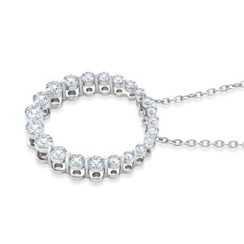 LUXURIANT SGL zertifizierter SI-GH Labor Diamant Anh&auml;nger mit 50cm Kette, 925 Silber rhodiniert - 1 ct.
