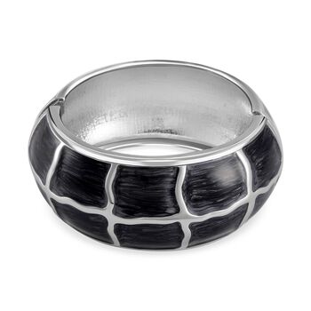 Emaillierter Gitternetz-Muster-Armreif, ca. 18 cm, ca. 87,60g Schwarz