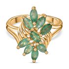 Kagem Sambischer Smaragd Ring 925 Silber 750 Gelbgold Vermeil (Größe 17.00) ca. 1,26 ct