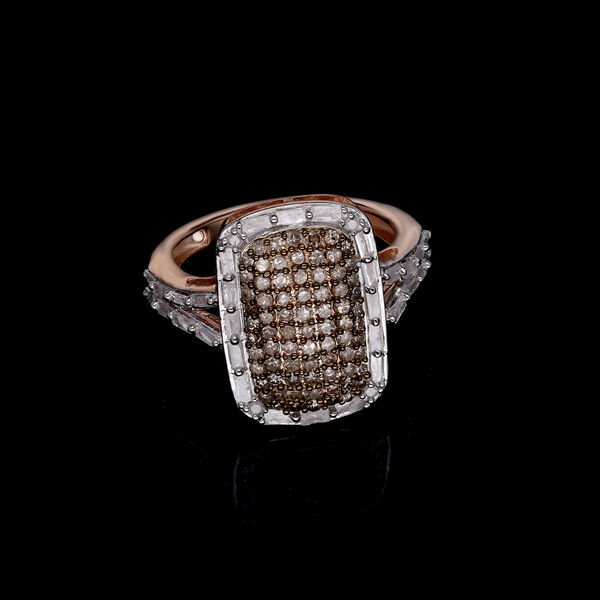 Natürlicher Champagner und weißer Diamant-Ring - 1 ct. image number 2