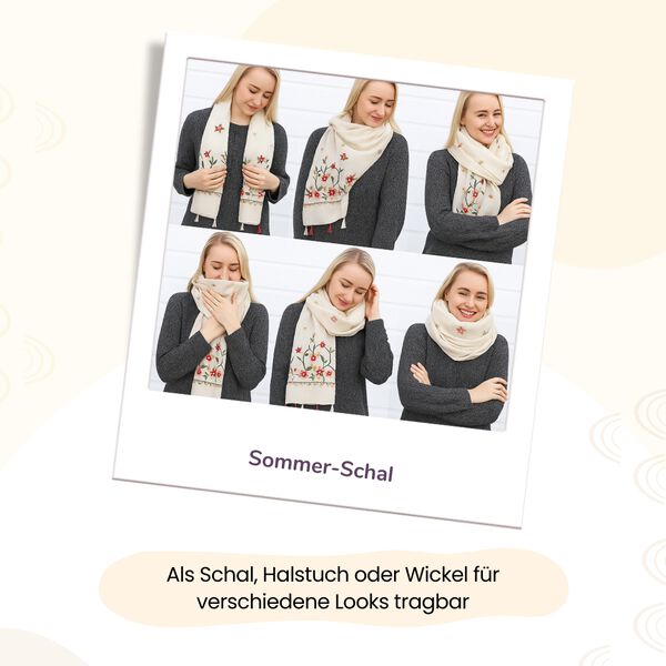 Leichter Sommer-Schal mit Diamantstickerei und Fransen, 68x180 cm, Beige image number 5