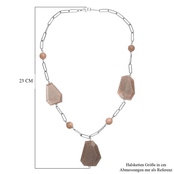 Pfirsich Mondstein 50cm Halskette - 240 ct. image number 6