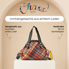 Chaos by Elsie Echtleder Crossbody Tasche mit RFID und Mini-Blitzlampe, Multicolor Gewebtes Muster, 38,5x17,5x32cm