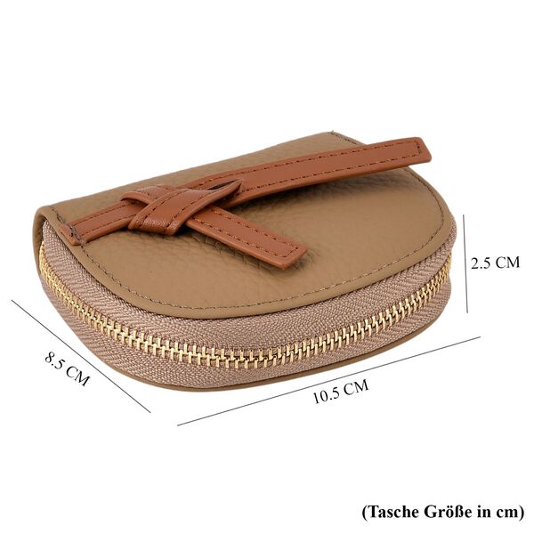 Echtleder Kartenetui mit RFID Schutz, Rei&szlig;verschlussfach, 10,5x8,5x2,5cm, Khaki image number 8