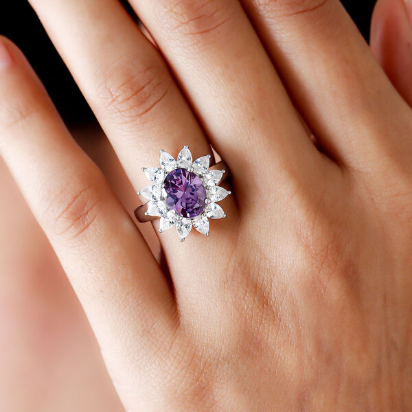 Amethyst und weißer Zirkonia-Ring, reines Ionenbeschichtetes Messing  ca. 7,26 ct image number 3