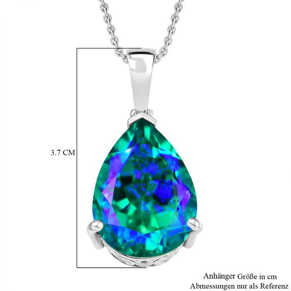 D joy Pfau Quarz Triplette Anhänger mit Kette, 925 Silber Rhodiniert und 750 Gelbgold Vermeil ca. 25,00 ct. image number 6