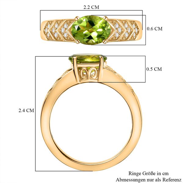 Peridot, Weißer Zirkon Ring Nickelfreies Messing (Größe 19.00) ca. 1,38 ct image number 6