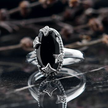 D'Joy Elite Shungit, Wei&szlig;er Zirkon Ring 925 Silber platiniert (Gr&ouml;&szlig;e 18.00) ca. 2,55 ct