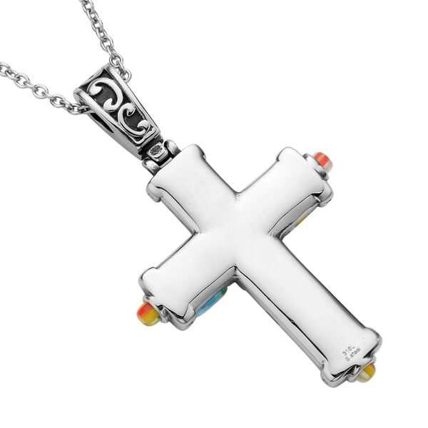 Oxidierter Kreuz-Anhänger im Murano-Stil mit 50cm Kette - 30 ct. image number 4