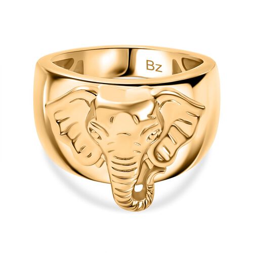 Elefanten-Ring aus 750er vergoldeter Bronze, (Größe 16.00) ca. 3,51g image number 0