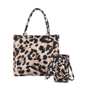Leopardenmuster Set, Shopper und Handy Umhängetasche, 40 x 12 x 35 cm