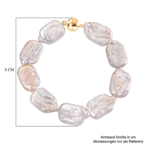 D'Joy Weiße Keshi Perle Armband ca. 19 cm 925 Silber vergoldet image number 5