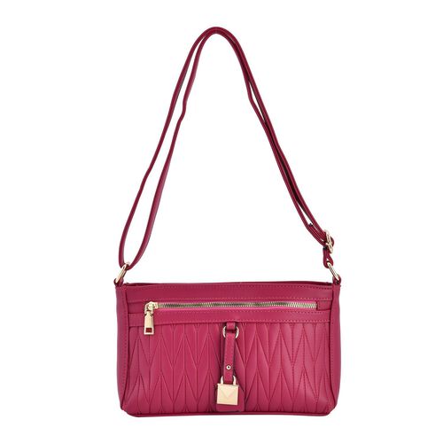 Schultertasche aus Kunstleder, mit mehreren Fächern, Fuchsia image number 0