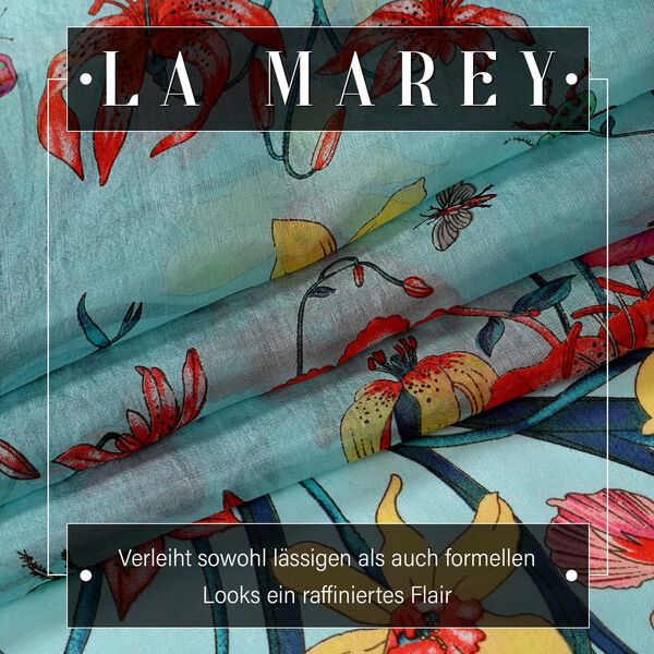 LA MAREY - 100% Maulbeeren-Seidenschal, Chiffon, 110x180cm, Hellt&uuml;rkis image number 2